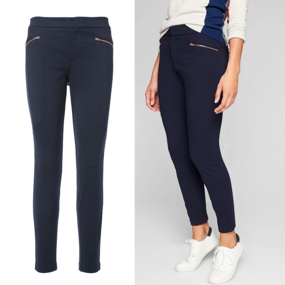 Athleta Navy Zip-Pocket Stretch Ponte Pants - Women